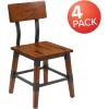 Flash Furniture Jackson 2 Pack Rustic Antique Walnut Industrial Wood Dining Chair(Set of 4)