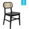 Flash Furniture Jacob Cane Rattan Dining Chairs, Solid Wood Frame & Seat, Oval Breathable Backrest, Commercial Grade, Pack of 2, Natural/Black(Black)