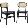 Flash Furniture Jacob Cane Rattan Dining Chairs, Solid Wood Frame & Seat, Oval Breathable Backrest, Commercial Grade, Pack of 2, Natural/Black(Black)