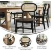 Flash Furniture Jacob Cane Rattan Dining Chairs, Solid Wood Frame & Seat, Oval Breathable Backrest, Commercial Grade, Pack of 2, Natural/Black(Black)