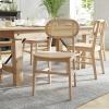 Flash Furniture Jacob Cane Rattan Dining Chairs, Solid Wood Frame & Seat, Oval Breathable Backrest, Commercial Grade, Pack of 2, Natural/Black(Natural)