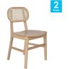 Flash Furniture Jacob Cane Rattan Dining Chairs, Solid Wood Frame & Seat, Oval Breathable Backrest, Commercial Grade, Pack of 2, Natural/Black(Natural)