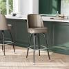 Flash Furniture James 2 Pack Metal Barstool with Upholstered Swivel BucketSeat and Integrated Footrest(Beige)