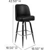 Flash Furniture James 2 Pack Metal Barstool with Upholstered Swivel BucketSeat and Integrated Footrest(Black)