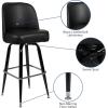 Flash Furniture James 2 Pack Metal Barstool with Upholstered Swivel BucketSeat and Integrated Footrest(Black)