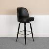 Flash Furniture James 2 Pack Metal Barstool with Upholstered Swivel BucketSeat and Integrated Footrest(Black)