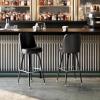Flash Furniture James 2 Pack Metal Barstool with Upholstered Swivel BucketSeat and Integrated Footrest(Dark Brown)