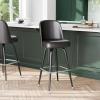 Flash Furniture James 2 Pack Metal Barstool with Upholstered Swivel BucketSeat and Integrated Footrest(Dark Brown)