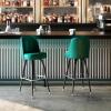 Flash Furniture James 2 Pack Metal Barstool with Upholstered Swivel BucketSeat and Integrated Footrest(Green)