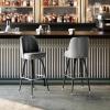 Flash Furniture James 2 Pack Metal Barstool with Upholstered Swivel BucketSeat and Integrated Footrest(Grey)