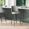 Flash Furniture James 2 Pack Metal Barstool with Upholstered Swivel BucketSeat and Integrated Footrest(Grey)