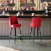 Flash Furniture James 2 Pack Metal Barstool with Upholstered Swivel BucketSeat and Integrated Footrest(Red)