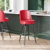 Flash Furniture James 2 Pack Metal Barstool with Upholstered Swivel BucketSeat and Integrated Footrest(Red)