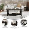 Flash Furniture Jasper Farmhouse Solid Wood Coffee Table, Rustic Coffee Table, X-Frame Design, Living Room, Bedroom, Home Office, 19.75″ H, Acacia Gray/Rustic White(Dark Gray)