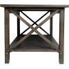 Flash Furniture Jasper Farmhouse Solid Wood Coffee Table, Rustic Coffee Table, X-Frame Design, Living Room, Bedroom, Home Office, 19.75″ H, Acacia Gray/Rustic White(Dark Gray)