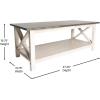 Flash Furniture Jasper Farmhouse Solid Wood Coffee Table, Rustic Coffee Table, X-Frame Design, Living Room, Bedroom, Home Office, 19.75″ H, Acacia Gray/Rustic White(Acacia Gray Top/Rustic White Frame)