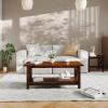 Flash Furniture Jasper Farmhouse Solid Wood Coffee Table, Rustic Coffee Table, X-Frame Design, Living Room, Bedroom, Home Office, 19.75″ H, Acacia Gray/Rustic White(Walnut)