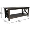Flash Furniture Jasper Farmhouse Solid Wood Coffee Table, Rustic Coffee Table, X-Frame Design, Living Room, Bedroom, Home Office, 19.75″ H, Acacia Gray/Rustic White(Dark Gray)