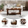 Flash Furniture Jasper Farmhouse Solid Wood Coffee Table, Rustic Coffee Table, X-Frame Design, Living Room, Bedroom, Home Office, 19.75″ H, Acacia Gray/Rustic White(Walnut)
