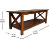 Flash Furniture Jasper Farmhouse Solid Wood Coffee Table, Rustic Coffee Table, X-Frame Design, Living Room, Bedroom, Home Office, 19.75″ H, Acacia Gray/Rustic White(Walnut)