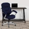 Flash Furniture Jessie High Back Brown Microfiber Contemporary Executive Swivel Ergonomic Office Chair with Arms(Navy Blue Microfiber)