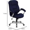 Flash Furniture Jessie High Back Brown Microfiber Contemporary Executive Swivel Ergonomic Office Chair with Arms(Navy Blue Microfiber)