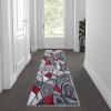 Flash Furniture Jubilee Collection Abstract Area Rug – Colorfast Blue Olefin Rug – 8′ x 10′ Area Rug – Jute Backing – Living Room, Bedroom, & Family Room(Red)