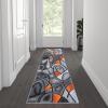 Flash Furniture Jubilee Collection Abstract Area Rug – Colorfast Blue Olefin Rug – 8′ x 10′ Area Rug – Jute Backing – Living Room, Bedroom, & Family Room(Orange)