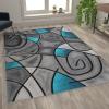 Flash Furniture Jubilee Collection Abstract Area Rug – Colorfast Blue Olefin Rug – 8′ x 10′ Area Rug – Jute Backing – Living Room, Bedroom, & Family Room(Turquoise)