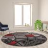 Flash Furniture Jubilee Collection Abstract Area Rug – Colorfast Blue Olefin Rug – 8′ x 10′ Area Rug – Jute Backing – Living Room, Bedroom, & Family Room(Blue)