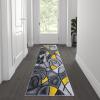 Flash Furniture Jubilee Collection Abstract Area Rug – Colorfast Blue Olefin Rug – 8′ x 10′ Area Rug – Jute Backing – Living Room, Bedroom, & Family Room(Yellow)