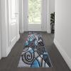 Flash Furniture Jubilee Collection Abstract Area Rug – Colorfast Blue Olefin Rug – 8′ x 10′ Area Rug – Jute Backing – Living Room, Bedroom, & Family Room(Blue)