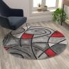Flash Furniture Jubilee Collection Abstract Area Rug – Colorfast Blue Olefin Rug – 8′ x 10′ Area Rug – Jute Backing – Living Room, Bedroom, & Family Room(Red)