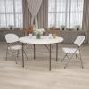 Flash Furniture Kathryn 4′ Round Plastic Folding Event Table for Parties and Trade Shows, Portable Indoor/Outdoor Event Banquet Table, White