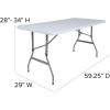 Flash Furniture Kathryn 4.93-Foot Height Adjustable Granite White Plastic Folding Table