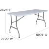 Flash Furniture Kathryn 4.97-Foot Bi-Fold Granite White Plastic Folding Table