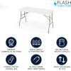 Flash Furniture Kathryn 5′ Rectangular Plastic Folding Event Table with Carrying Handle, Bi-Fold Portable Banquet Table for Indoor/Outdoor Events, White, 27.25″D x 60″W x 34″H