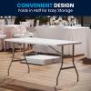Flash Furniture Kathryn 5′ Rectangular Plastic Folding Event Table with Carrying Handle, Bi-Fold Portable Banquet Table for Indoor/Outdoor Events, White, 27.25″D x 60″W x 34″H