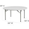 Flash Furniture Kathryn 5-Foot Round Granite White Plastic Folding Table, Commercial Grade Round Table for 8 Guests