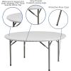 Flash Furniture Kathryn 5-Foot Round Granite White Plastic Folding Table, Commercial Grade Round Table for 8 Guests