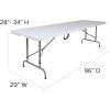Flash Furniture Kathryn 8′ Rectangular Adjustable Plastic Folding Event Table with Carrying Handle, Bi-Fold Table for Indoor/Outdoor Events, White