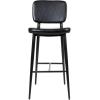 Flash Furniture Kenzie Commercial Grade Mid-Back Barstools – Brown LeatherSoft Upholstery – Black Iron Frame with Integrated Footrest – Set of 2(Black)
