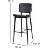 Flash Furniture Kenzie Commercial Grade Mid-Back Barstools – Brown LeatherSoft Upholstery – Black Iron Frame with Integrated Footrest – Set of 2(Black)