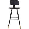 Flash Furniture Kora Commercial Grade Low Back Barstools-Black LeatherSoft Upholstery-Black Iron Frame-Integrated Footrest-Gold Tipped Legs-Set of 2(Black)