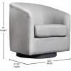 Flash Furniture Landon Upholstered Barrel Chair, Commercial 360° Swivel Club Style Chair, Sloped Armrests, Woodgrain Vinyl Wrapped Metal Base, Light Gray Fabric(Light Gray)