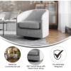 Flash Furniture Landon Upholstered Barrel Chair, Commercial 360° Swivel Club Style Chair, Sloped Armrests, Woodgrain Vinyl Wrapped Metal Base, Light Gray Fabric(Light Gray)