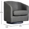 Flash Furniture Landon Upholstered Barrel Chair, Commercial 360° Swivel Club Style Chair, Sloped Armrests, Woodgrain Vinyl Wrapped Metal Base, Light Gray Fabric(Dark Gray)