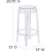 Flash Furniture Laney 25.75″ Indoor/Outdoor Counter Height Transparent Dining Stool with Foot Ring, Stackable Ghost Counter Height Stool, Transparent