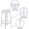 Flash Furniture Laney 25.75″ Indoor/Outdoor Counter Height Transparent Dining Stool with Foot Ring, Stackable Ghost Counter Height Stool, Transparent