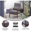 Flash Furniture Langston Commercial Mid Century Modern Chair – Black LeatherSoft Upholstery – Walnut Finish Wooden Frame and Arms – Extra Supportive Sinuous Springs(Dark Gray Faux Linen)